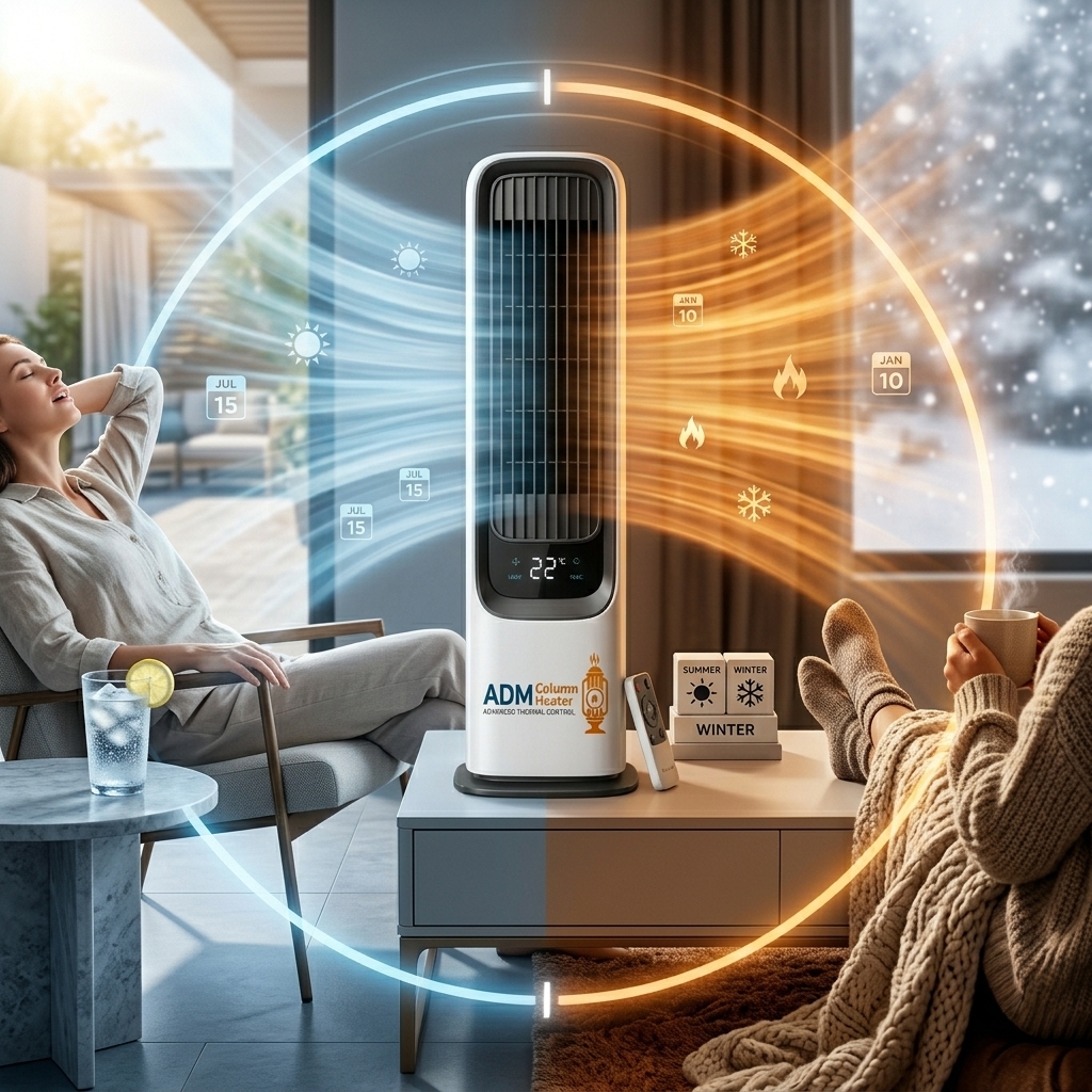 ADM Column Heater — 2-in-1 cooling fan and heater for year-round comfort